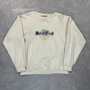 Vintage Hard Rock Cafe New Orleans Santee Sweatshirt XL Cream Made in USA 90s